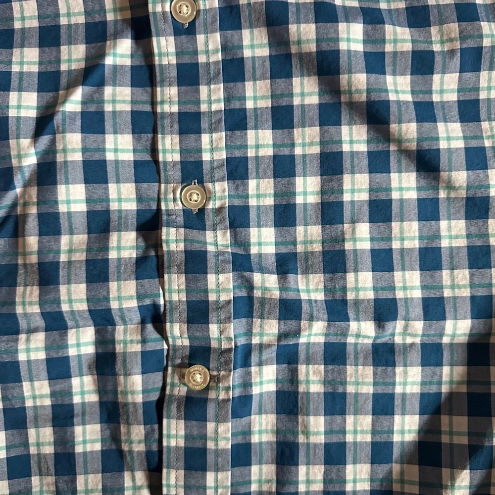 Banana Republic Slim Fit Blue Plaid Tech Stretch Cotton Button Down, Size S